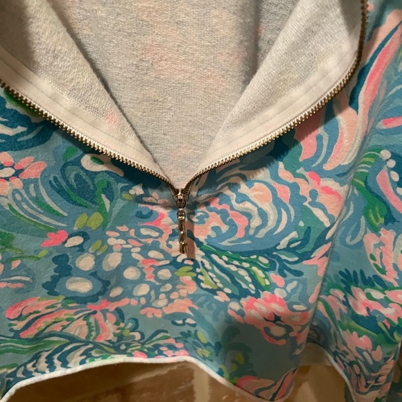 Lilly Pulitzer Ronan Crop Sweatshirt Aqua La Vista pickleball tennis active M - Picture 10 of 12